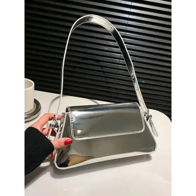 Fashion patent leather ladies baguette texture glossy underarm
