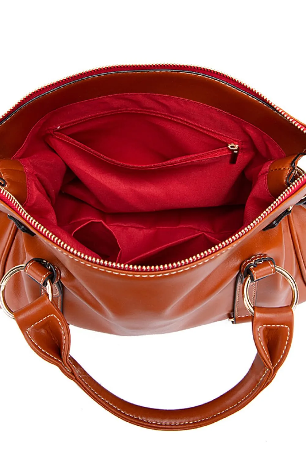 Faux Leather Handbag with Tassels