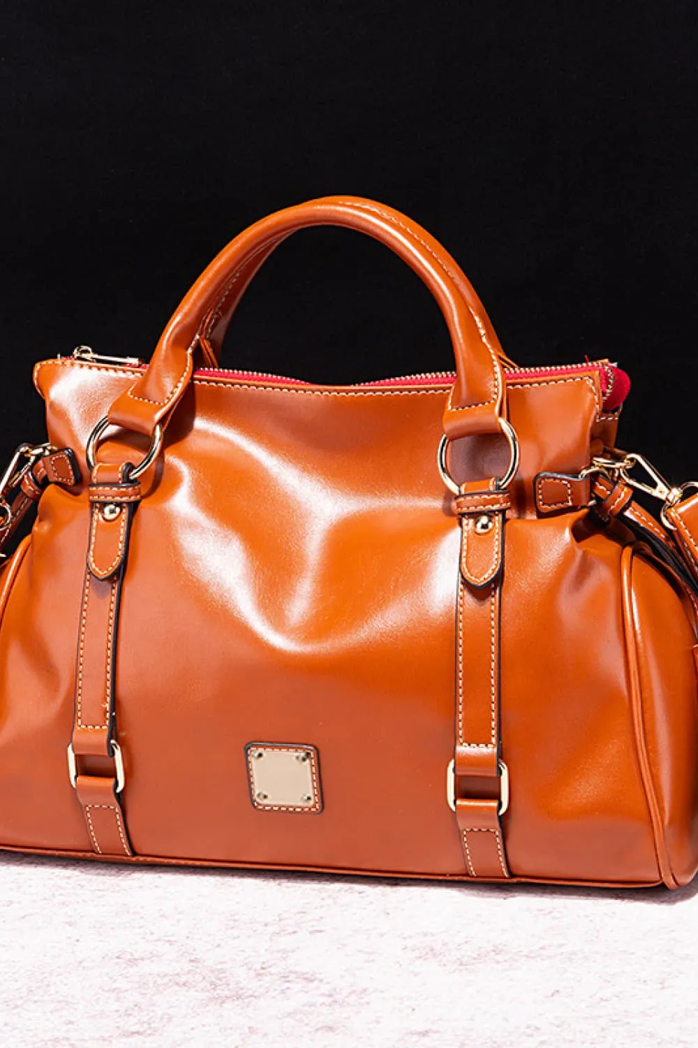 Faux Leather Handbag with Tassels