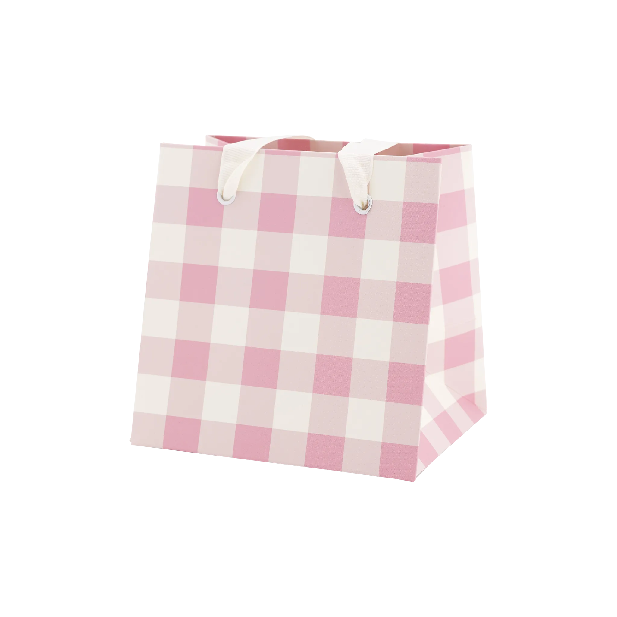 Garden Scatter/Pink Gingham Gift Bag Set - 6 pk
