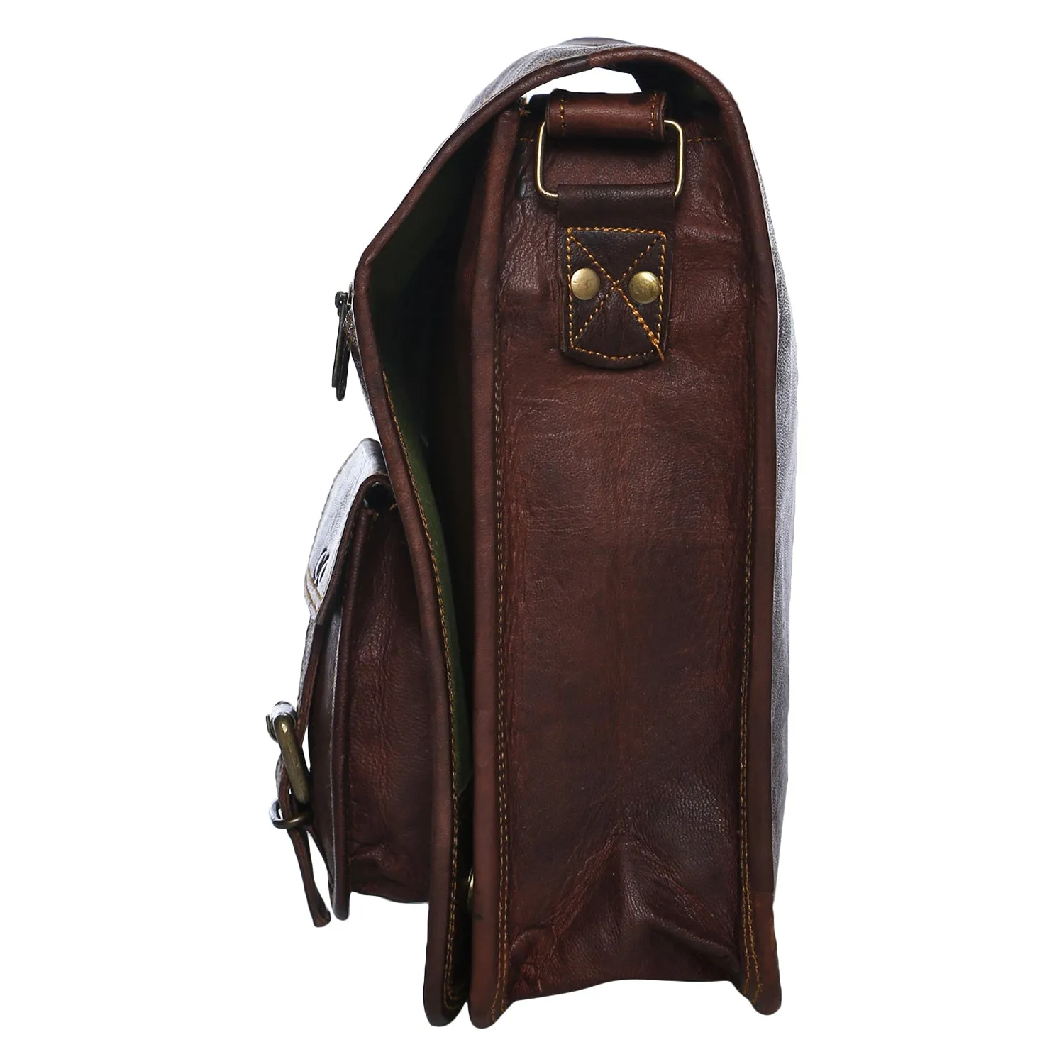 Genuine Brown Leather Messenger Bag