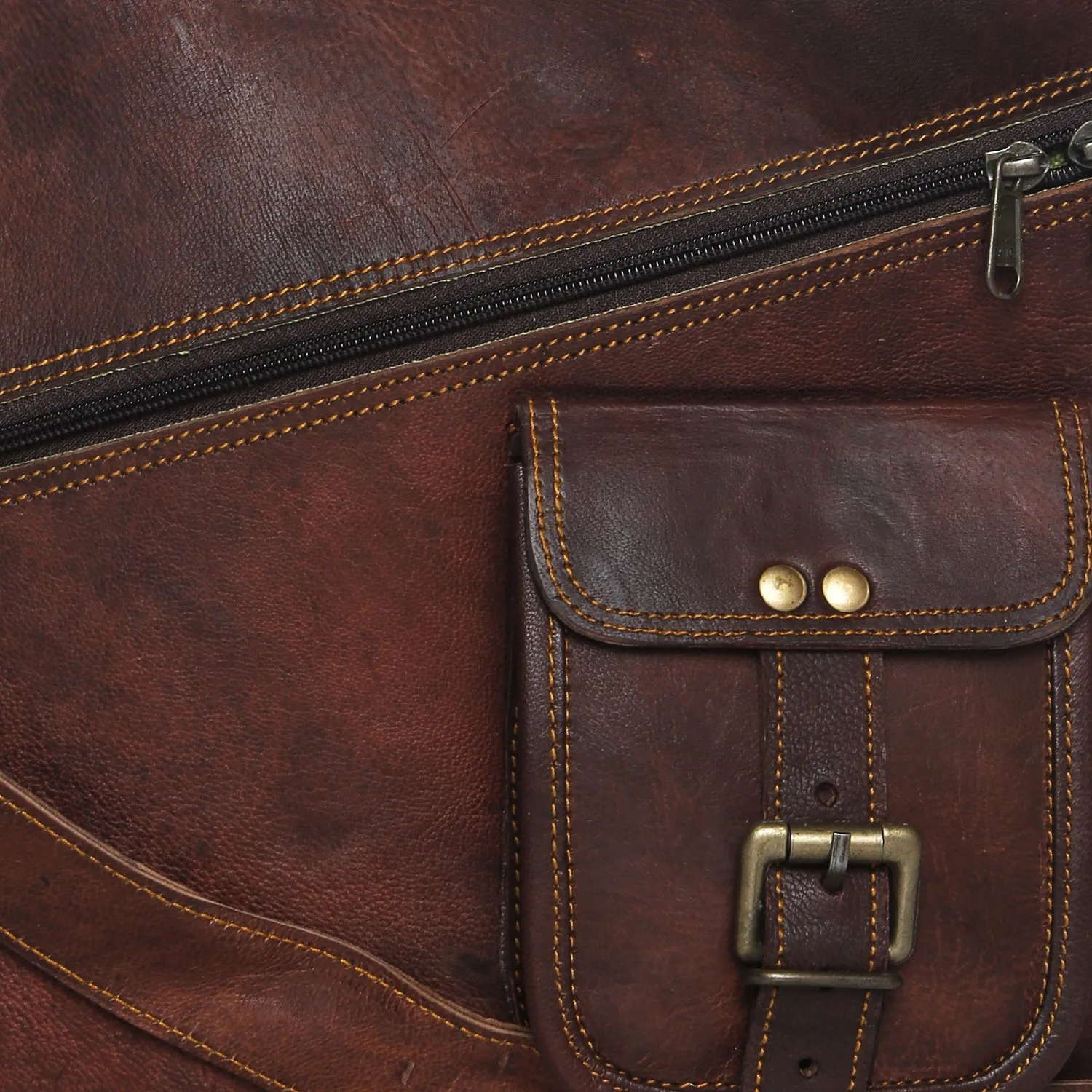 Genuine Brown Leather Messenger Bag