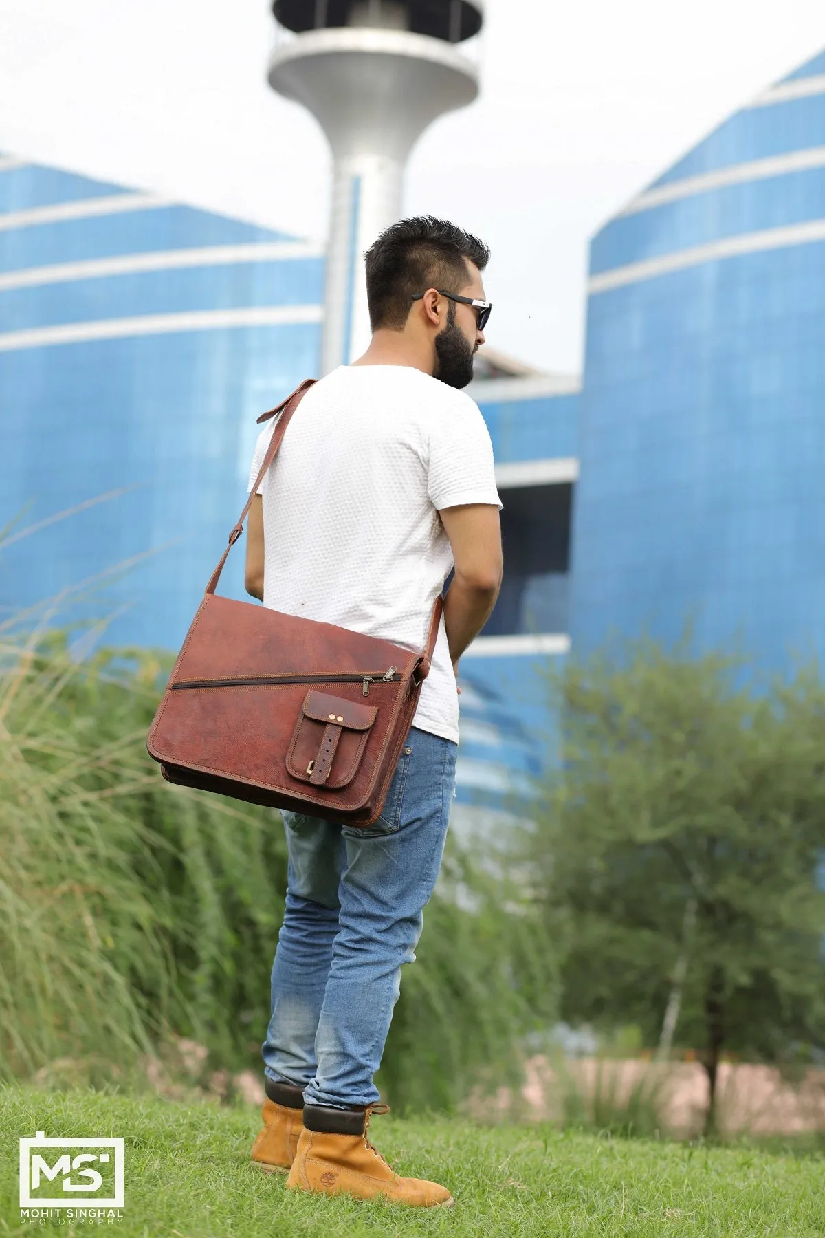 Genuine Brown Leather Messenger Bag