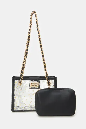Girls Black Embellished Cross Body Bag