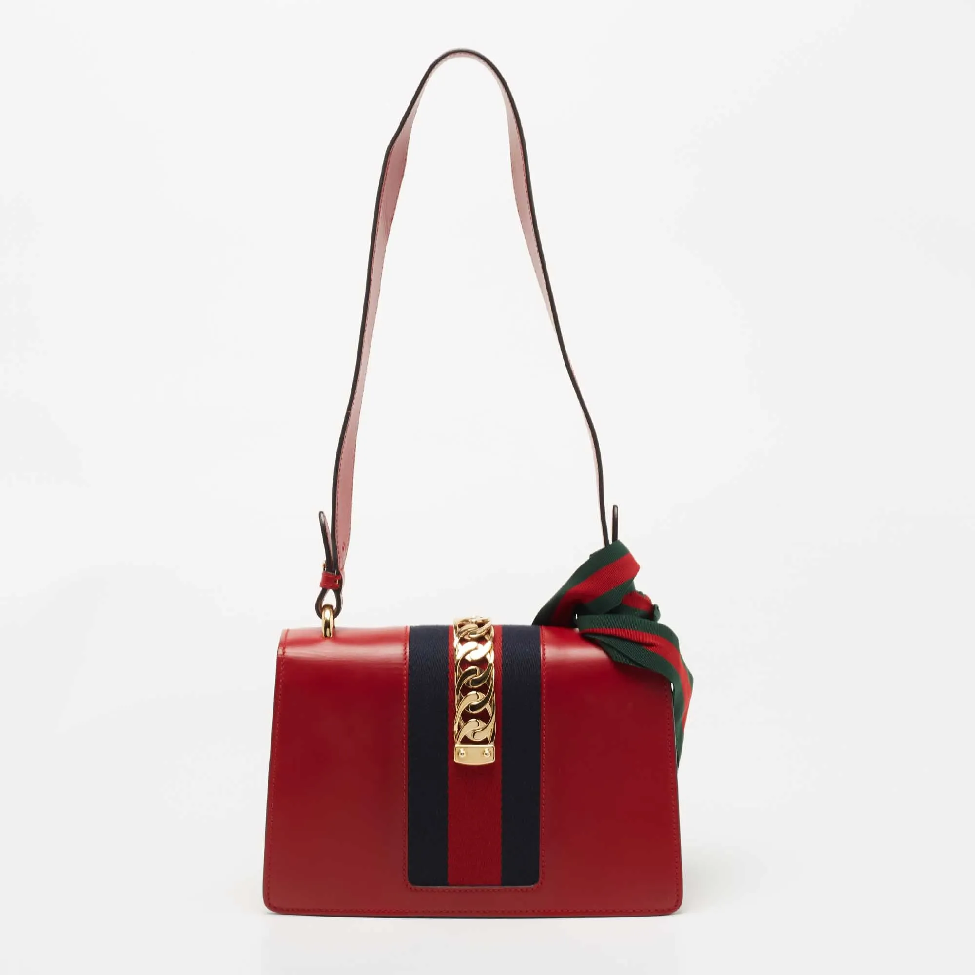 Gucci Red Leather Sylvie Shoulder Bag