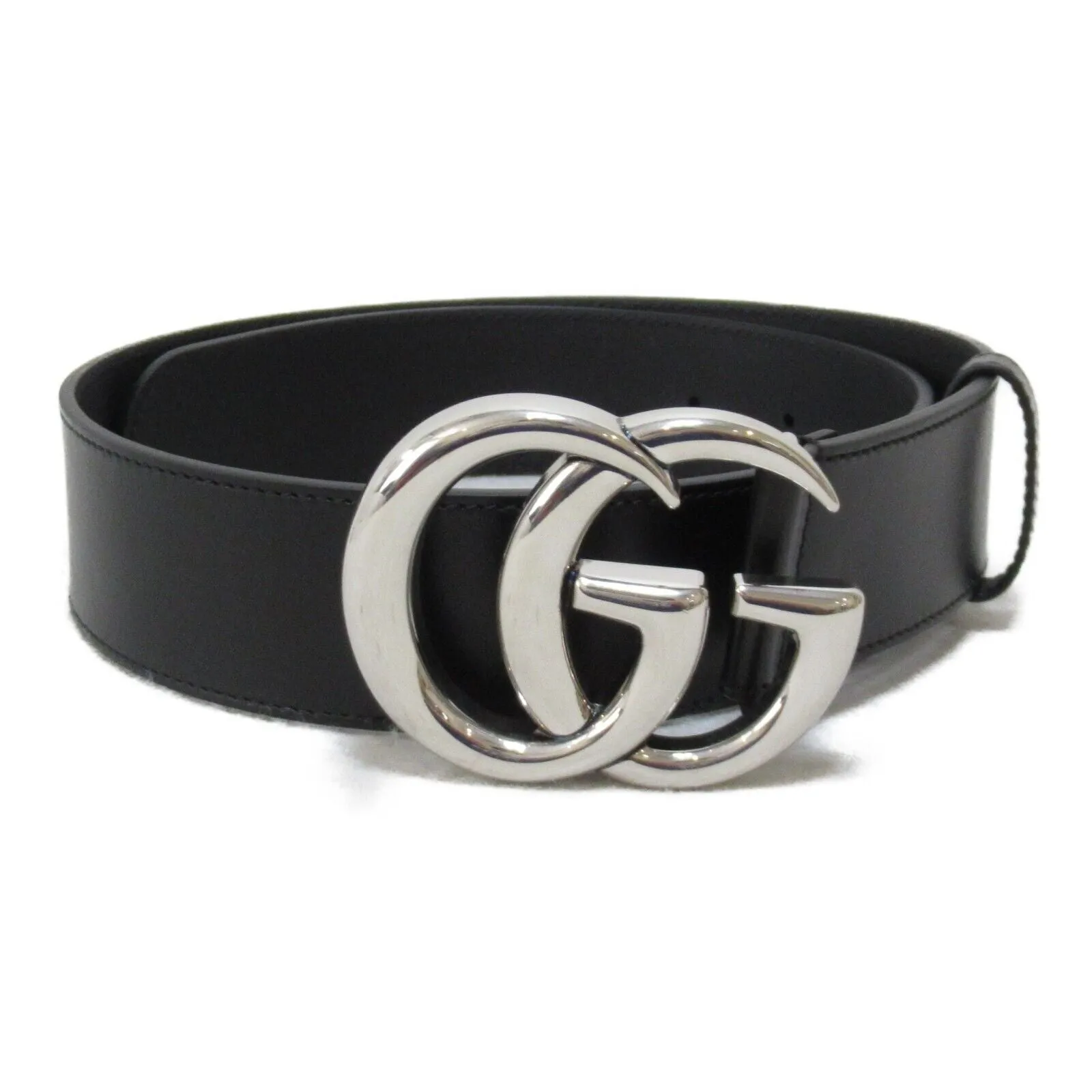 Gucci Wide Belt G Leather Black New