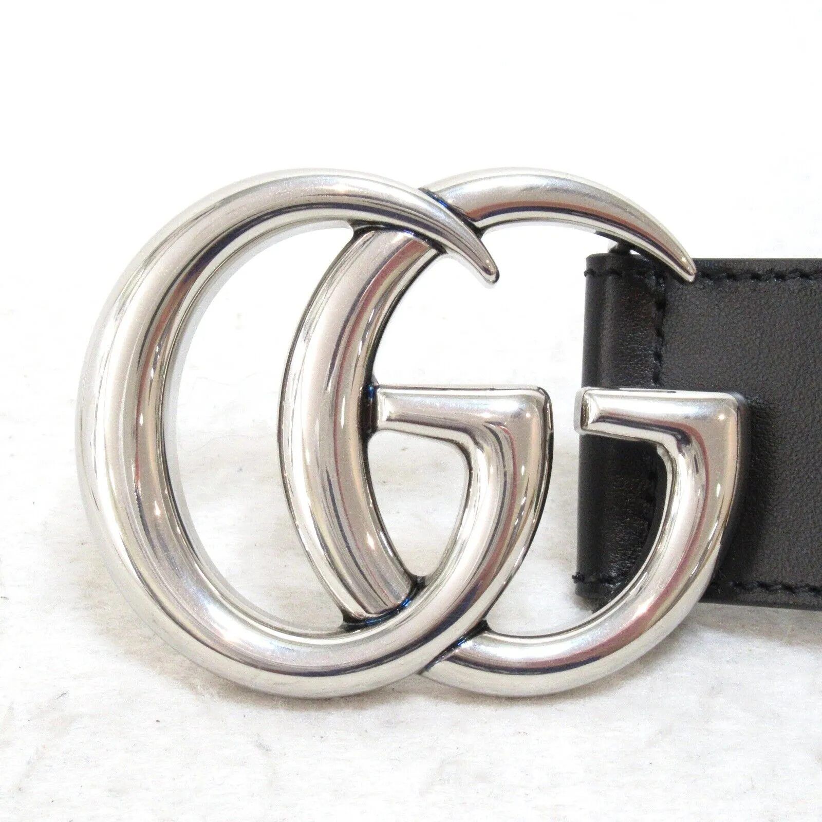Gucci Wide Belt G Leather Black New