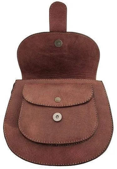 Handmade Vintage style , Brown Leather Saddle style handbag