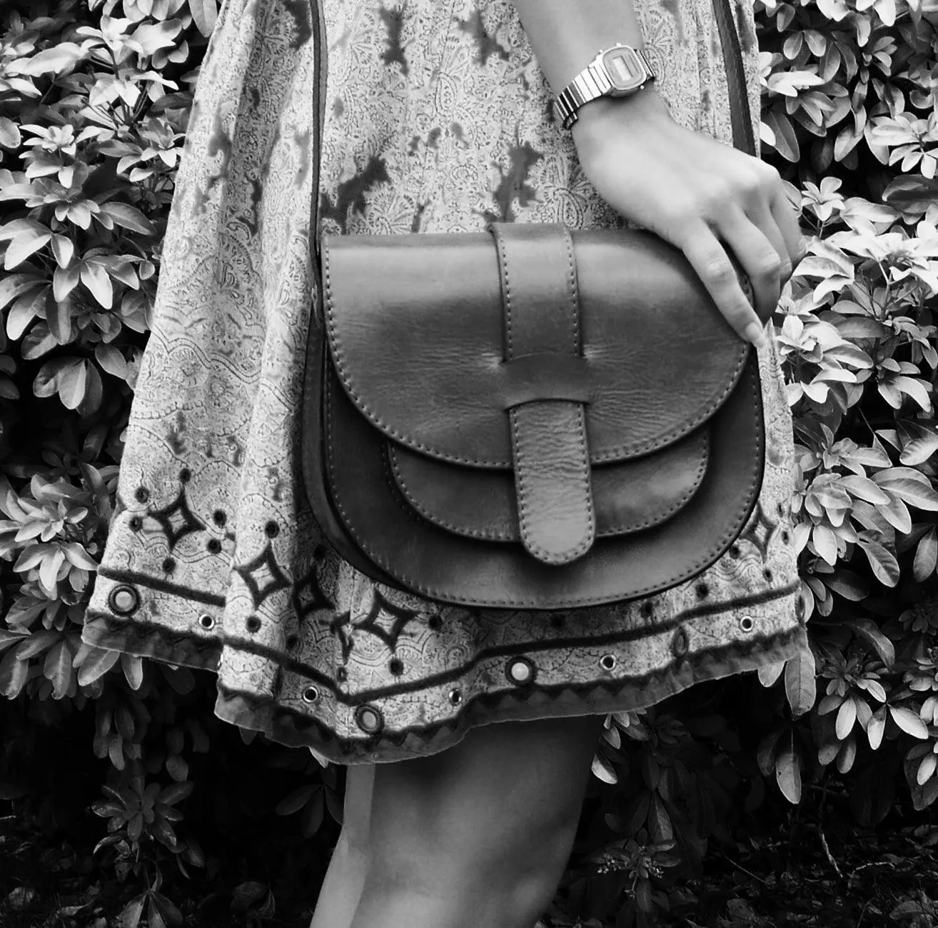 Handmade Vintage style , Brown Leather Saddle style handbag