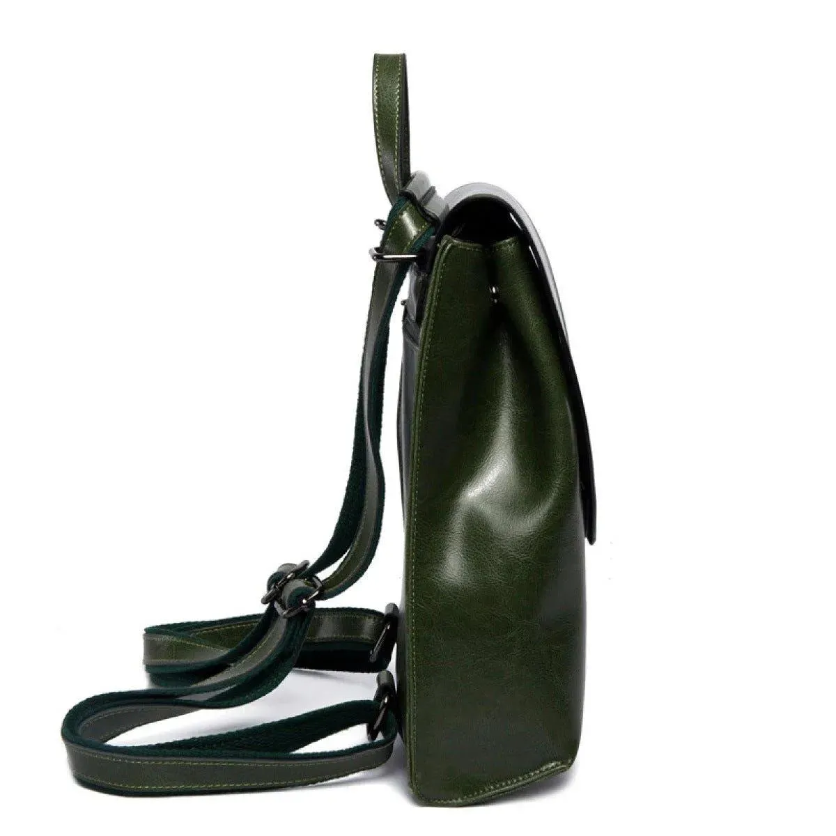 High-Capacity Cover Type Oil Wax Cowhide Backpack