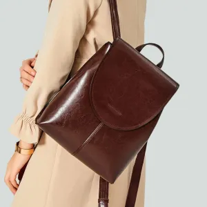 High-Capacity Cover Type Oil Wax Cowhide Backpack