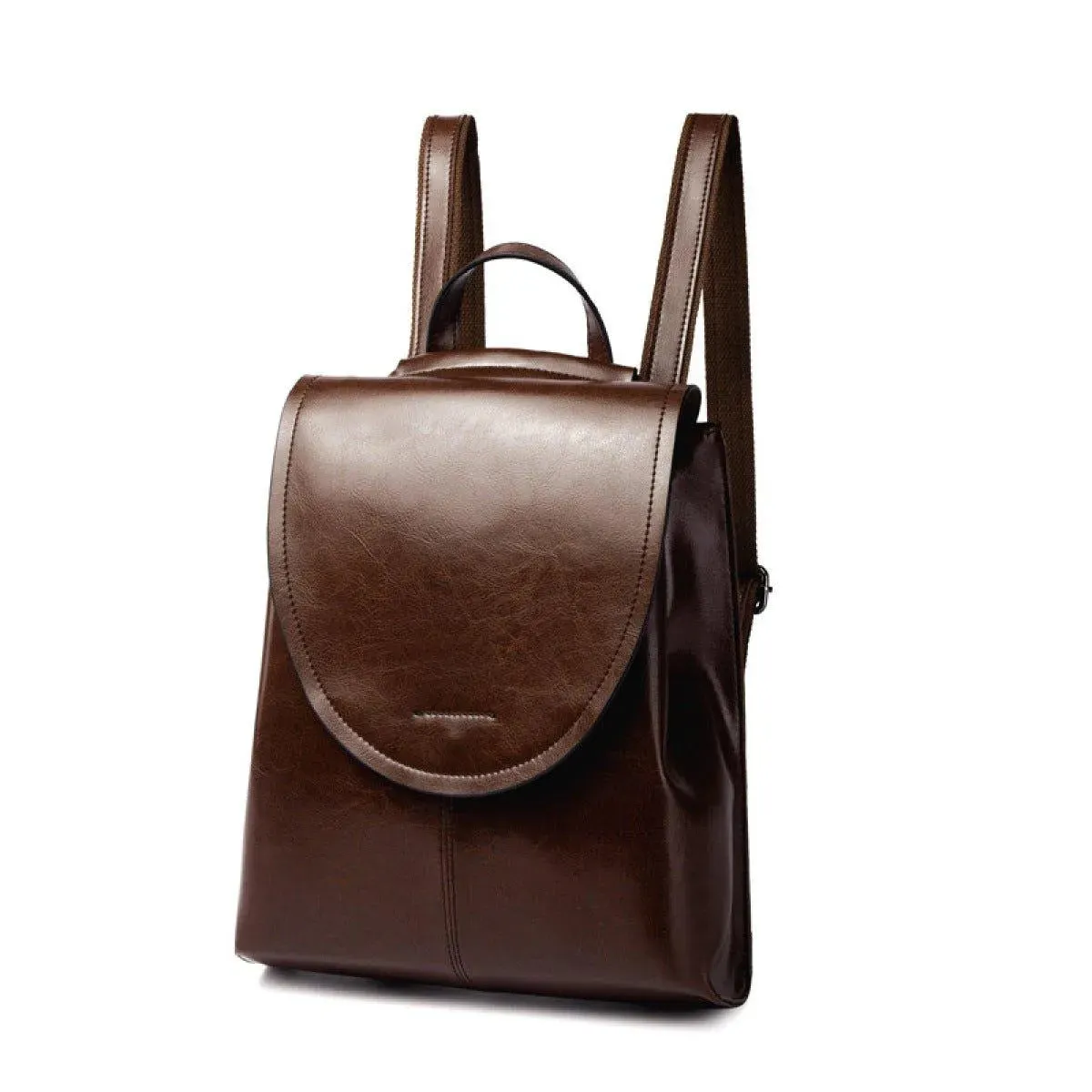High-Capacity Cover Type Oil Wax Cowhide Backpack