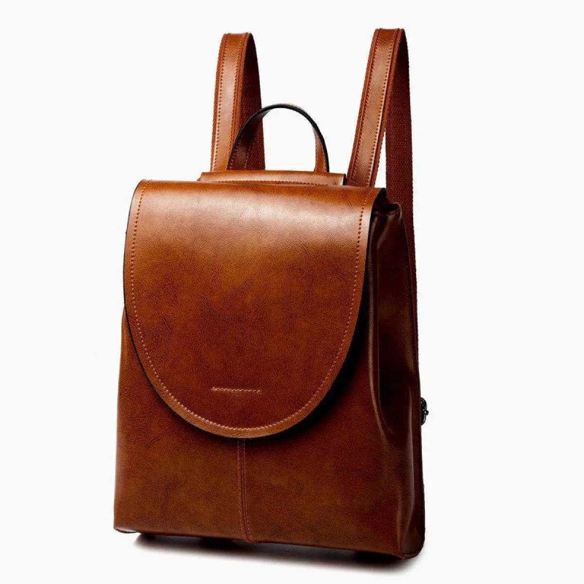 High-Capacity Cover Type Oil Wax Cowhide Backpack