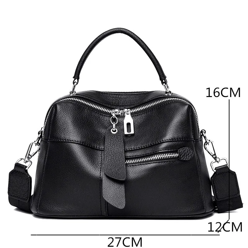 High Quality Cowhide Shoulder Bag for Women messenger Bags Ladies Soft Genuine Leather Handbag Purse Female Casual Crossbody Bag