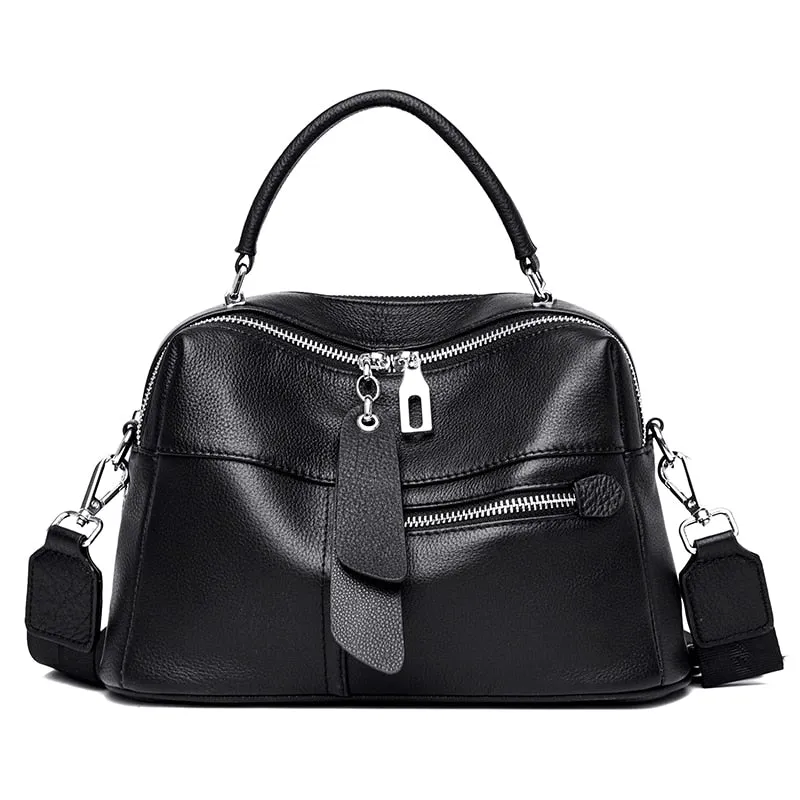 High Quality Cowhide Shoulder Bag for Women messenger Bags Ladies Soft Genuine Leather Handbag Purse Female Casual Crossbody Bag