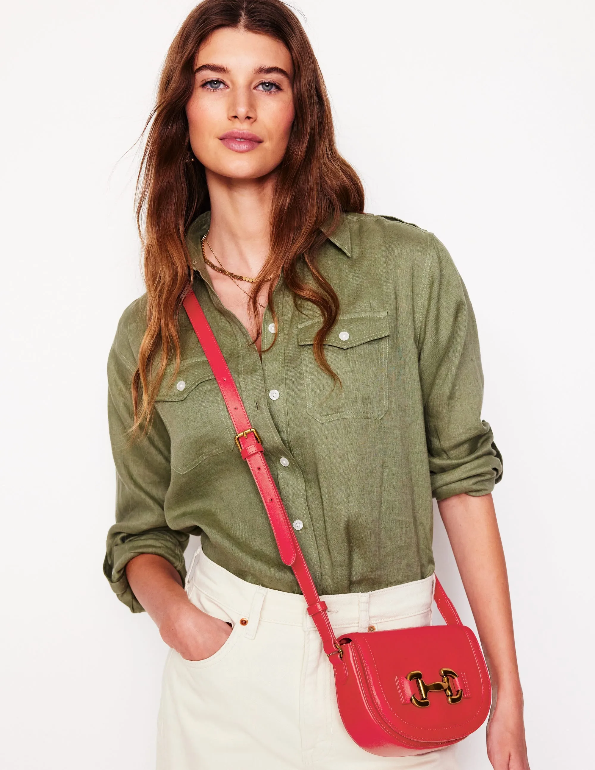 Iris Leather Mini Satchel-Red