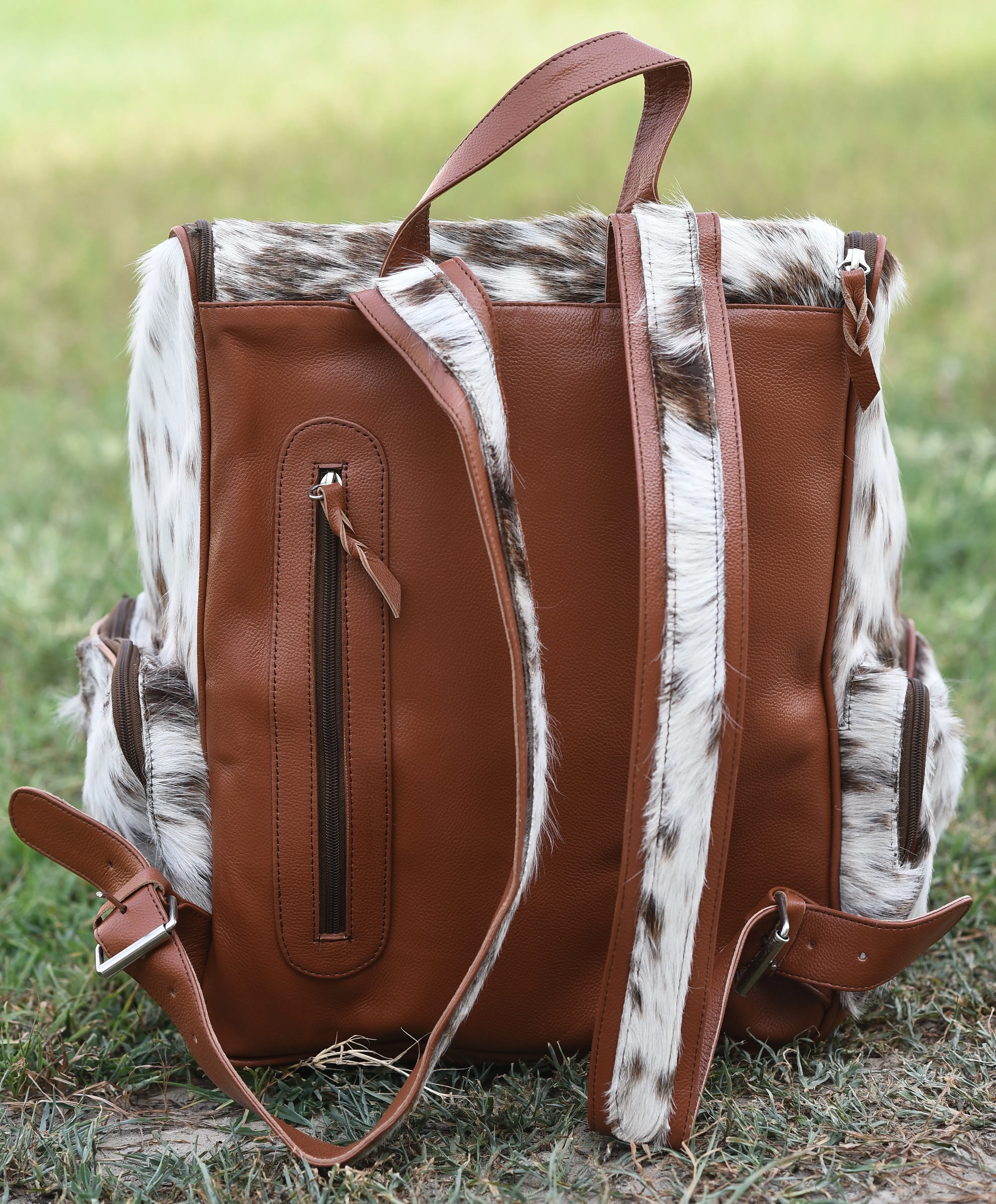 Large Cowhide Diaper Backpack: Luxury for Everyday Use" 1007