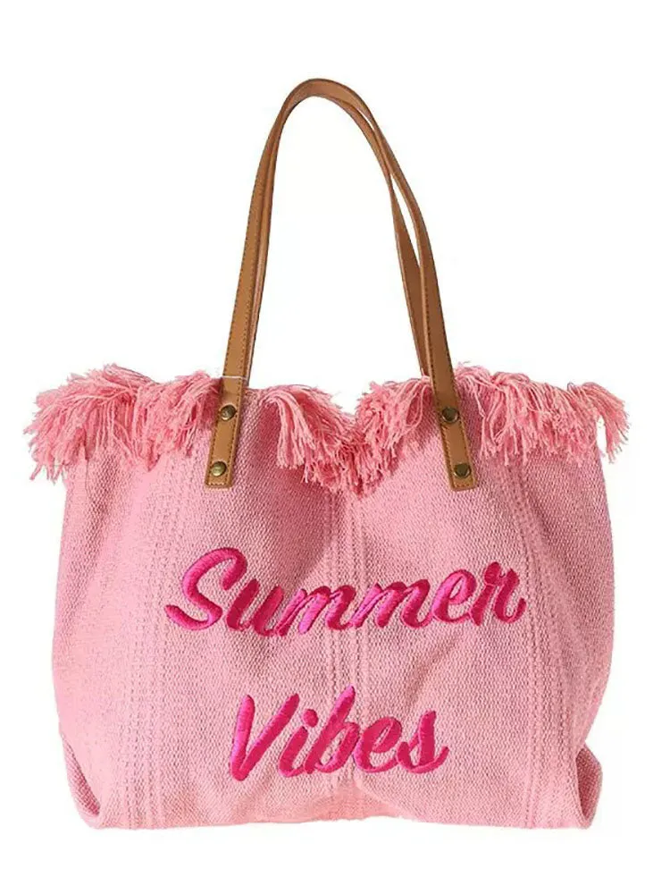 Letter Print Tassels Shoulder Bags