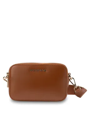 Mocha Alicia Glossy Leather Double Zip - Tan