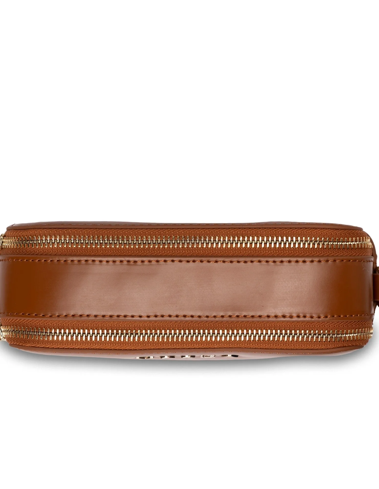 Mocha Alicia Glossy Leather Double Zip - Tan