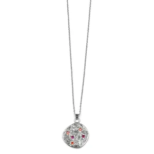 Necklace Silver Multi Stone Pink