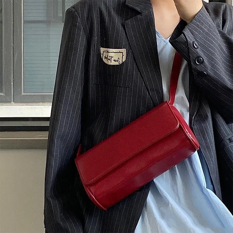 New Retro Wine Red Underarm Bag