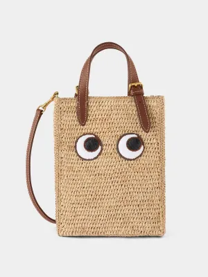 N/S raffia eyes mini cross-body tote