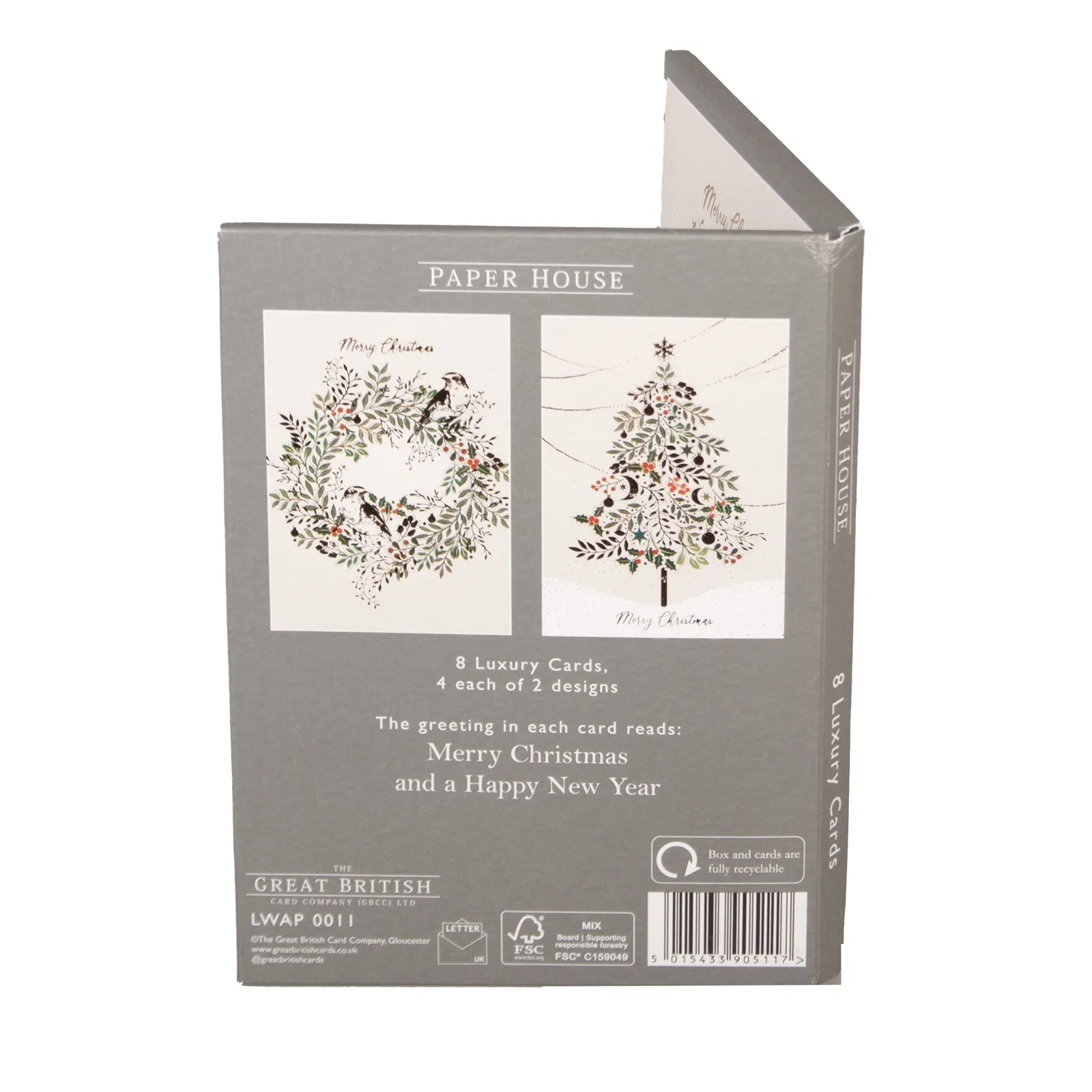 Paper House Luxury Gold  Christmas Cards 8 Pack