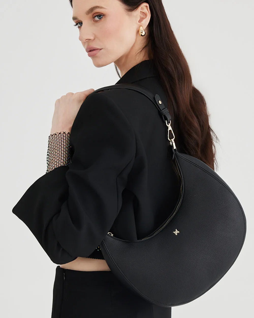Pia Cresent Shoulder Bag with Crossbody Strap   Aztec Strap