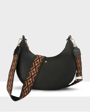 Pia Cresent Shoulder Bag with Crossbody Strap   Aztec Strap