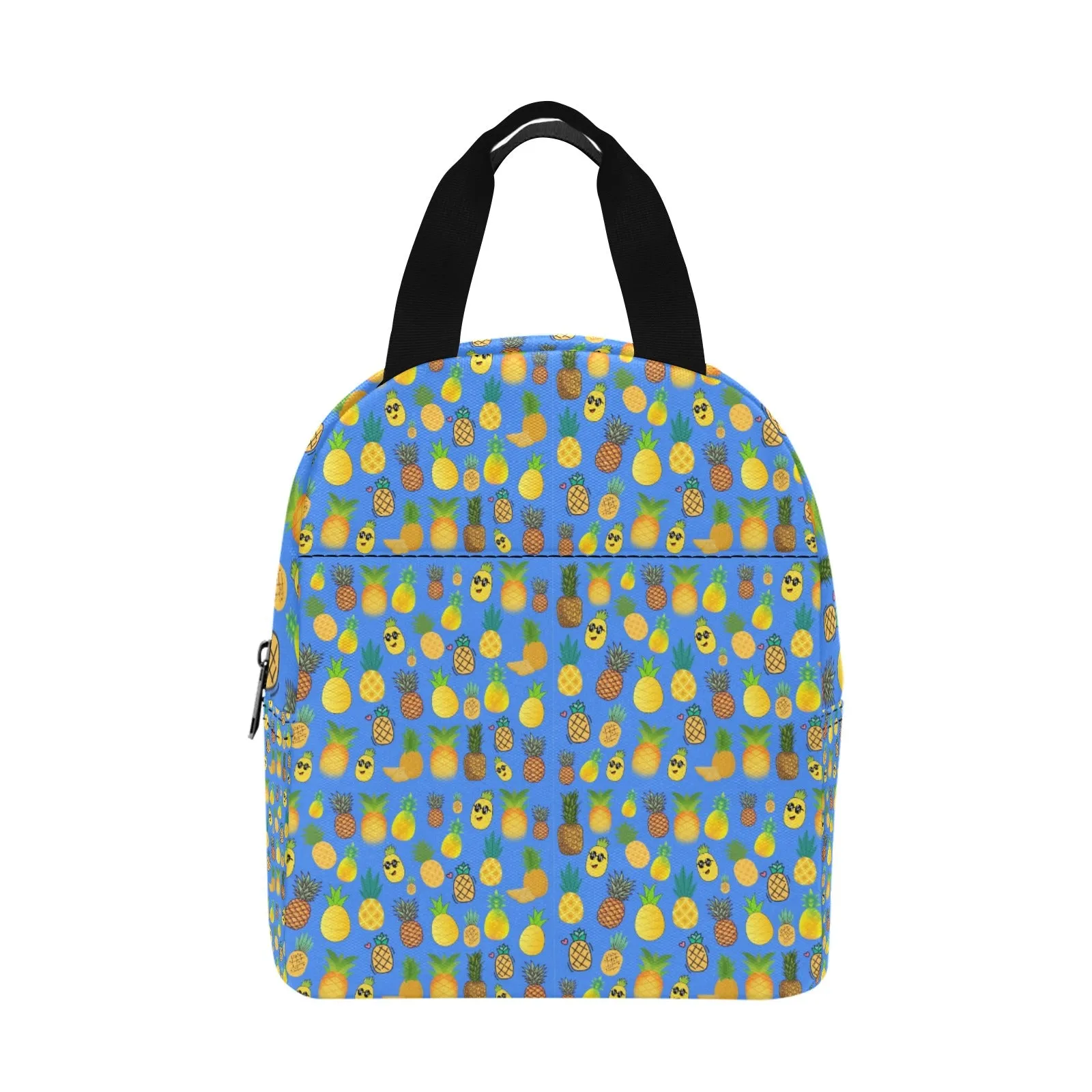 Pineapples Blue Insulated Zipper Lunch Bag