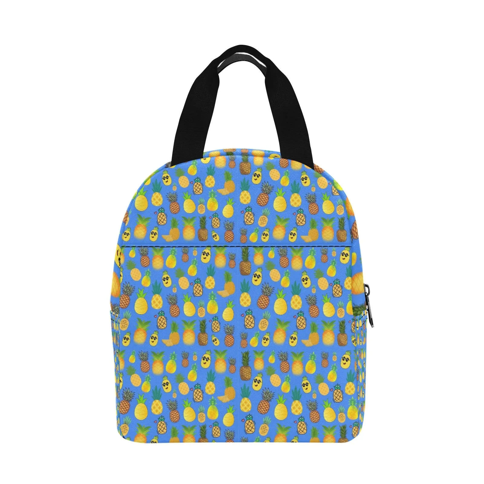 Pineapples Blue Insulated Zipper Lunch Bag