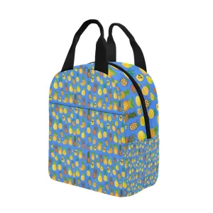 Pineapples Blue Insulated Zipper Lunch Bag