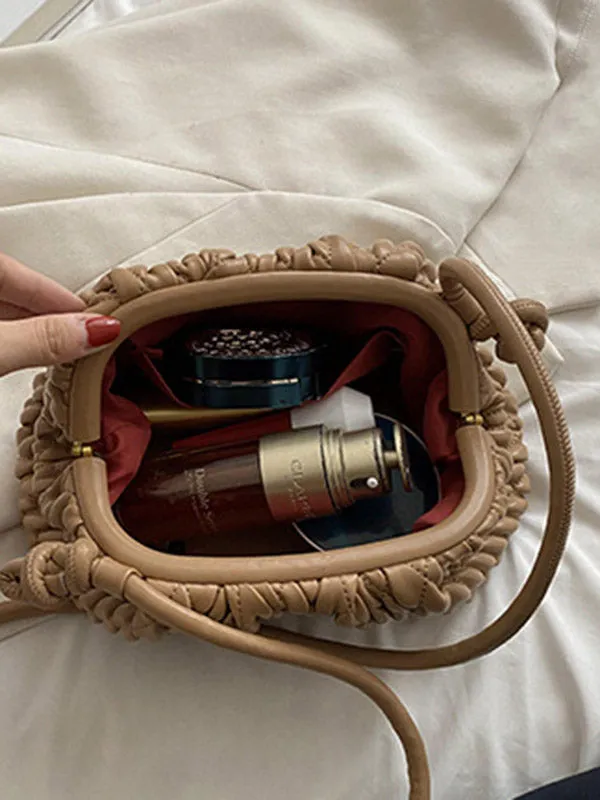 Pleated Solid Color Handbags Crossbody Bags Bags