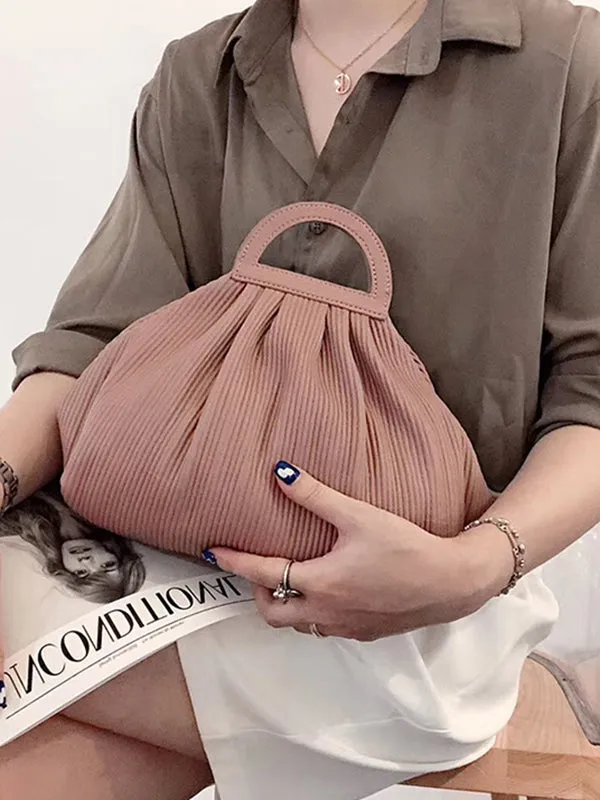 Pleated Solid Color Split-Joint Crossbody Bags Bags