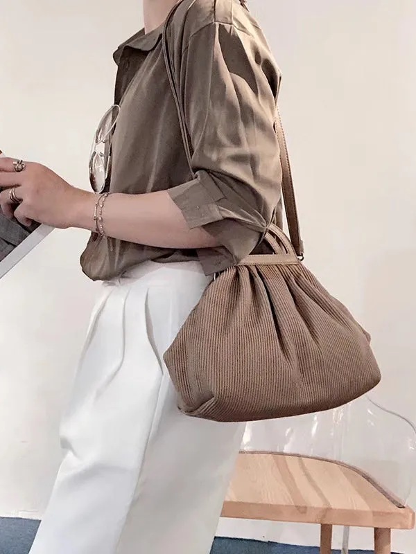 Pleated Solid Color Split-Joint Crossbody Bags Bags
