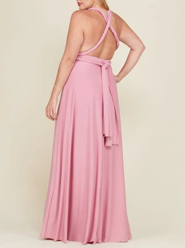 Plus Size Mauve Multi Style Convertible Maxi Dress
