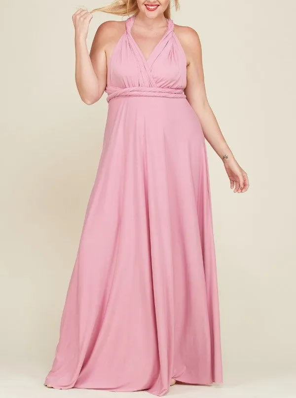 Plus Size Mauve Multi Style Convertible Maxi Dress