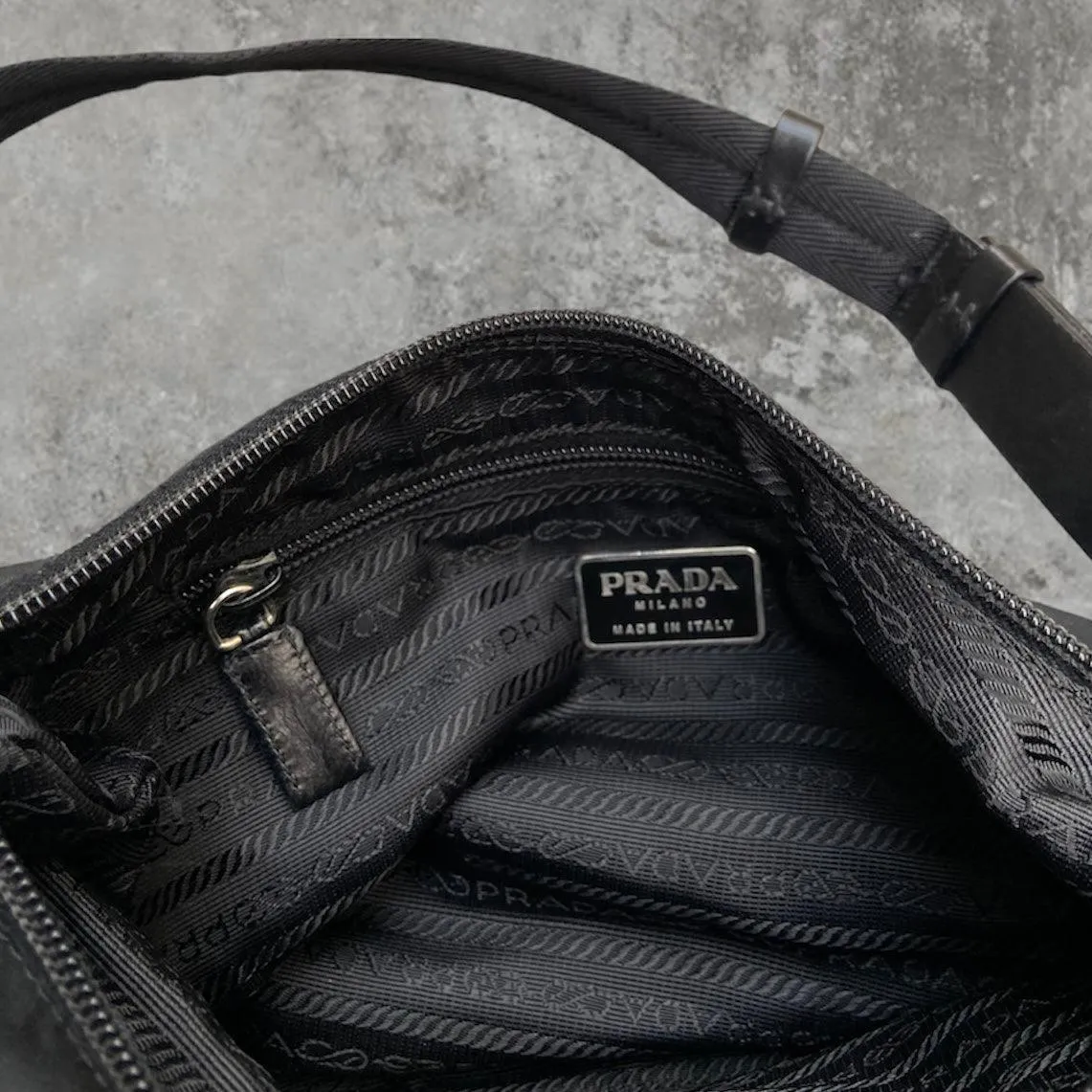 PRADA NYLON SHOULDER BAG - BLACK