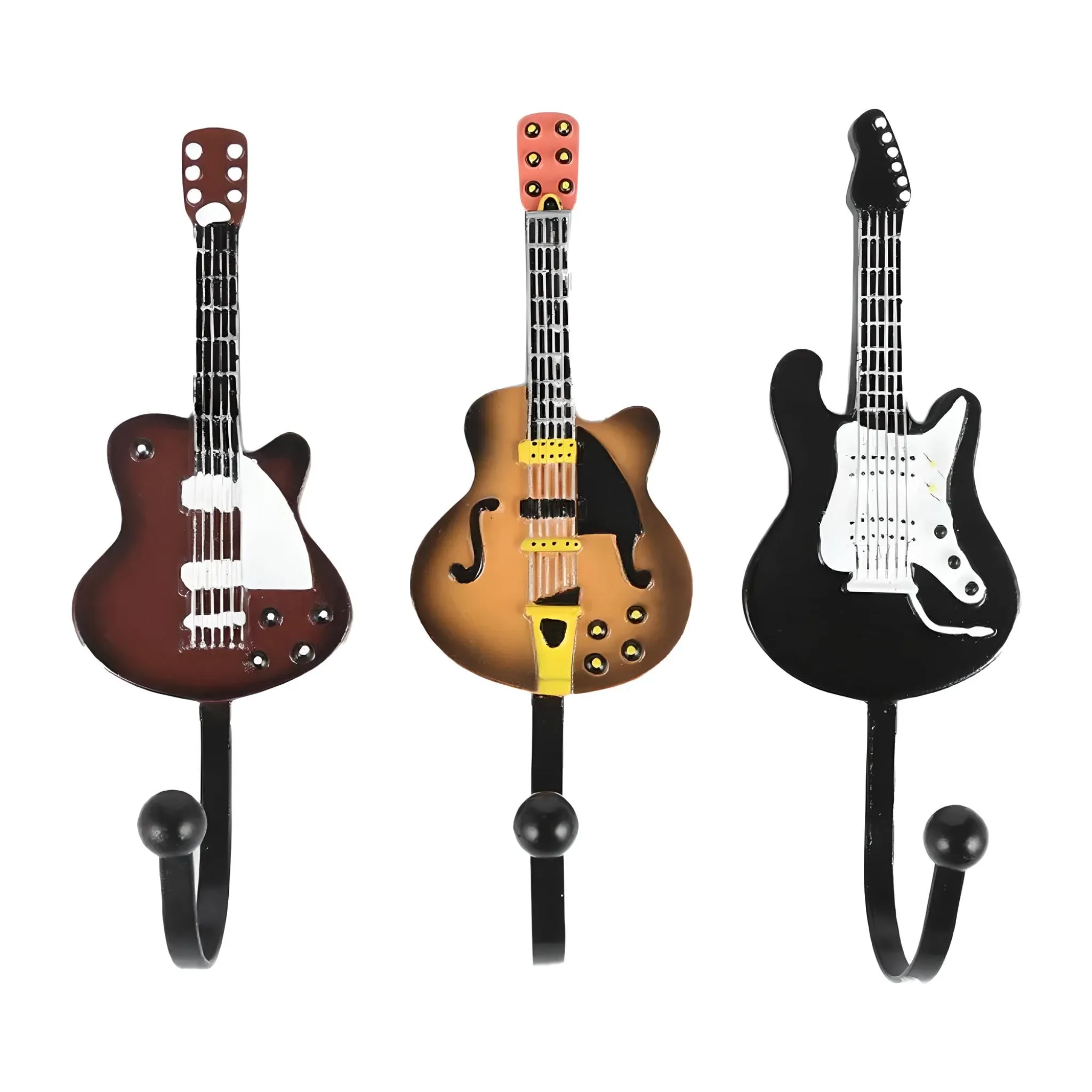 Retro 1 Pcs Guitar Heads Hooks Music Home Resin Clothes Hat Hanger Movie Wall Mounted Hook for Home Decoration