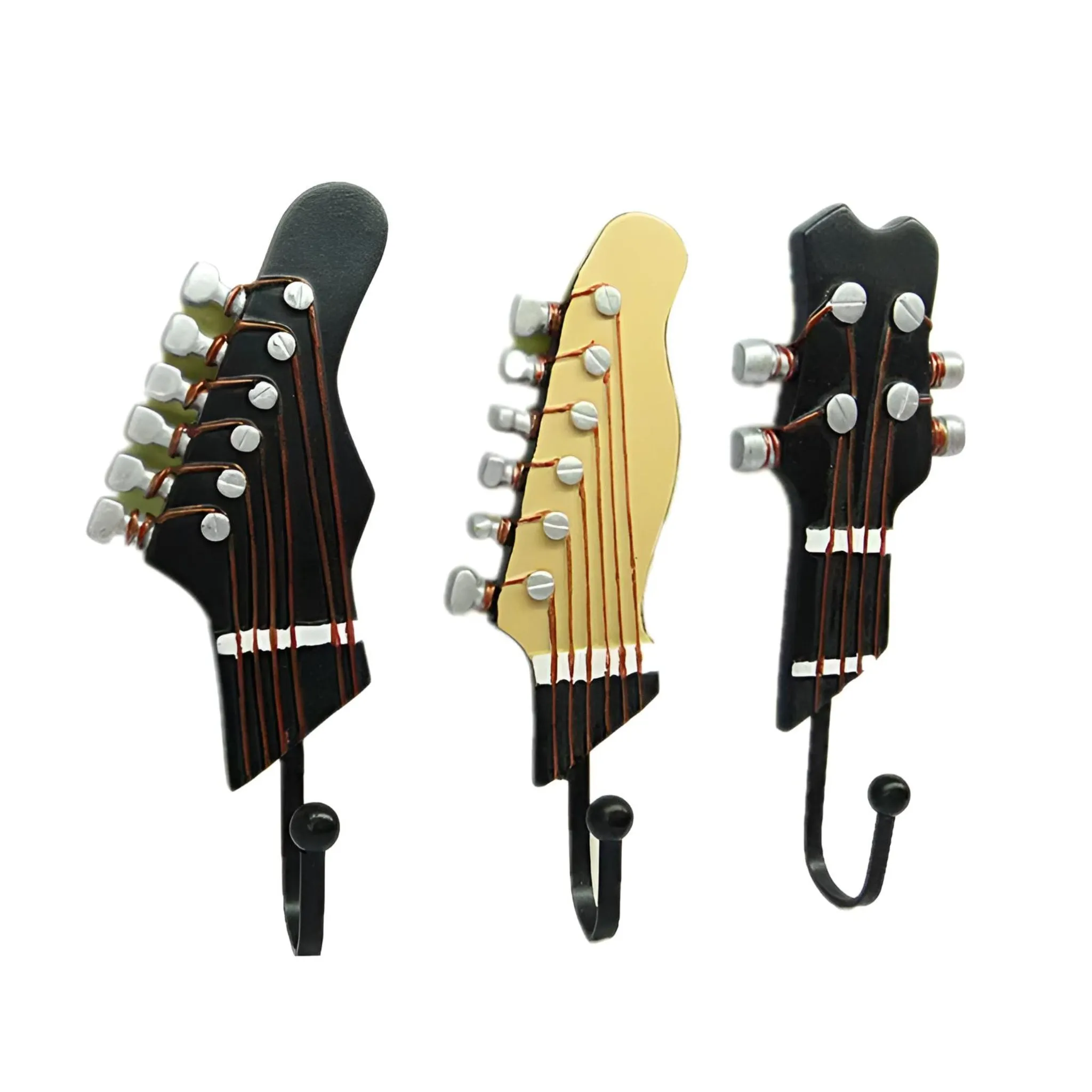 Retro 1 Pcs Guitar Heads Hooks Music Home Resin Clothes Hat Hanger Movie Wall Mounted Hook for Home Decoration