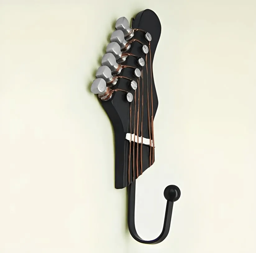 Retro 1 Pcs Guitar Heads Hooks Music Home Resin Clothes Hat Hanger Movie Wall Mounted Hook for Home Decoration