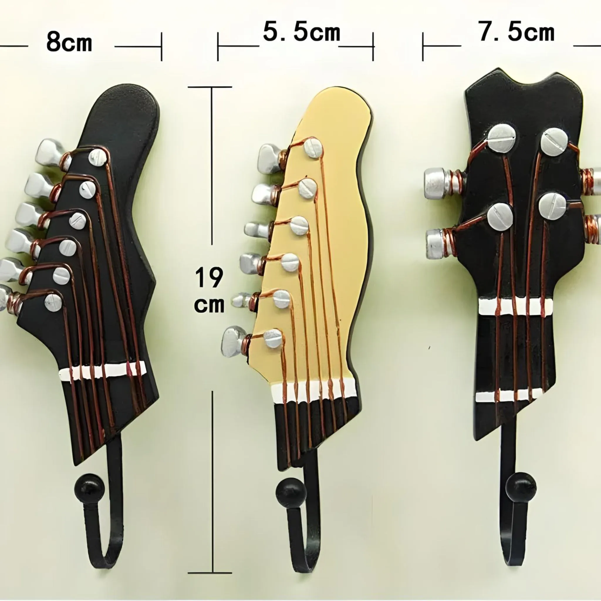 Retro 1 Pcs Guitar Heads Hooks Music Home Resin Clothes Hat Hanger Movie Wall Mounted Hook for Home Decoration