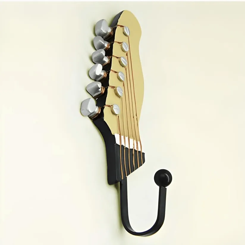 Retro 1 Pcs Guitar Heads Hooks Music Home Resin Clothes Hat Hanger Movie Wall Mounted Hook for Home Decoration
