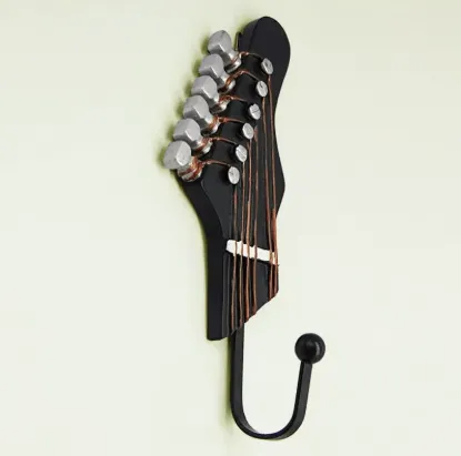 Retro 1 Pcs Guitar Heads Hooks Music Home Resin Clothes Hat Hanger Movie Wall Mounted Hook for Home Decoration