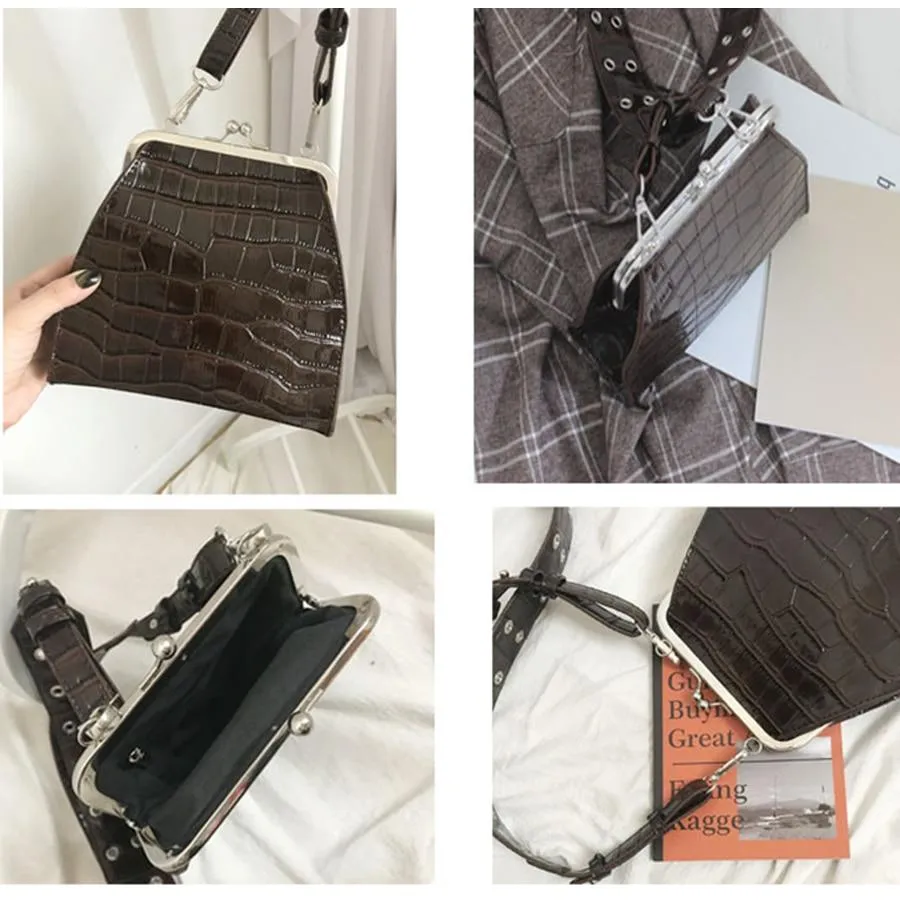 Retro Crocodile Pattern Clutch Shoulder Bag