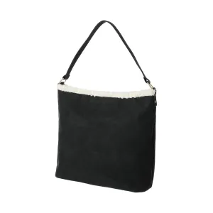 Retro Lamb Like Fabric Shoulder Bag (Black)
