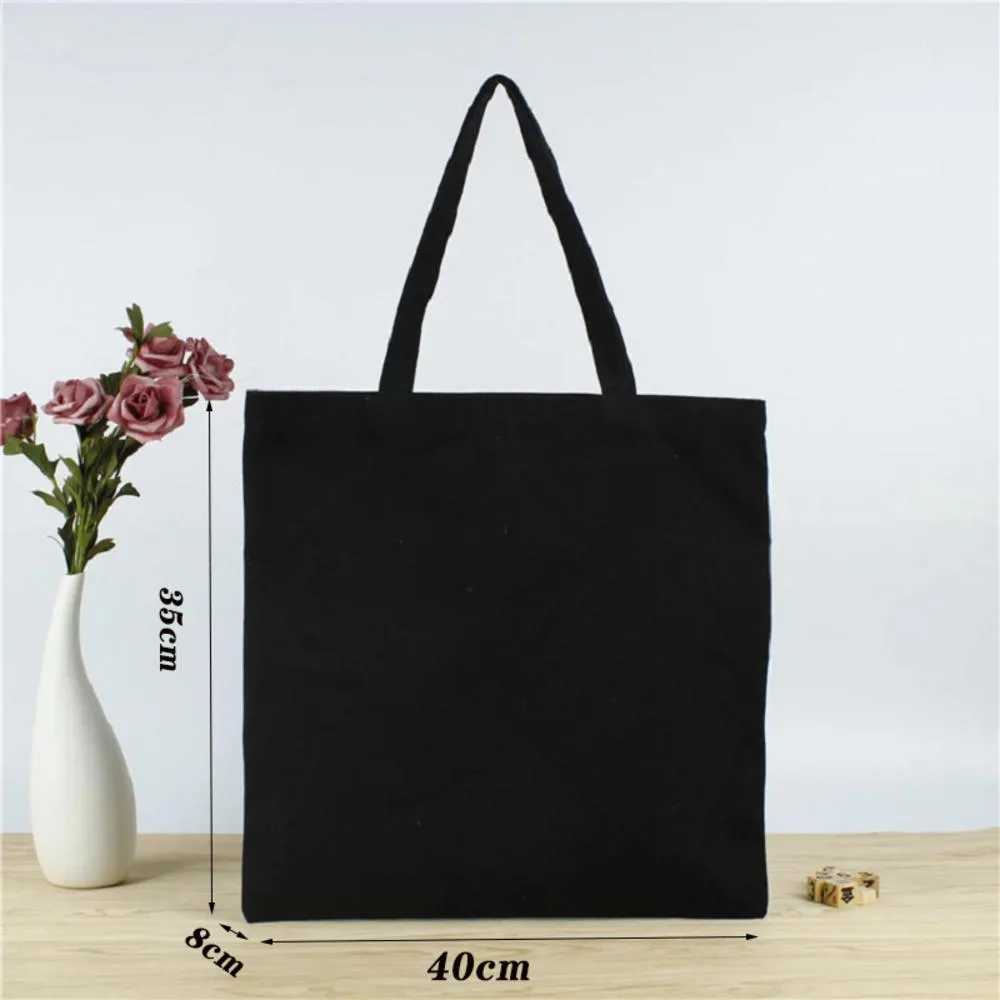 Reusable Foldable Shoulder Handbag Eco-friendly Women Ladies Large Cotton Fabric Canvas Tote Bag for Market Shopping Bags Blank