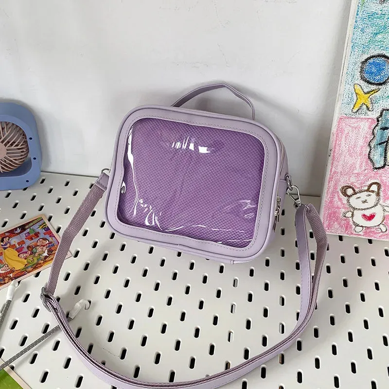 Sohiwoo Women Shoulder Bag Transparent Square Small Lolita Ita Bag Casual All-match Japanese Style Handbag Ita Bag