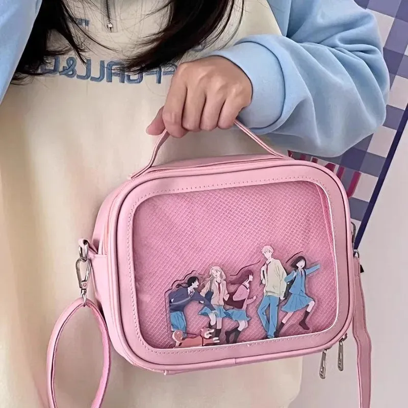 Sohiwoo Women Shoulder Bag Transparent Square Small Lolita Ita Bag Casual All-match Japanese Style Handbag Ita Bag